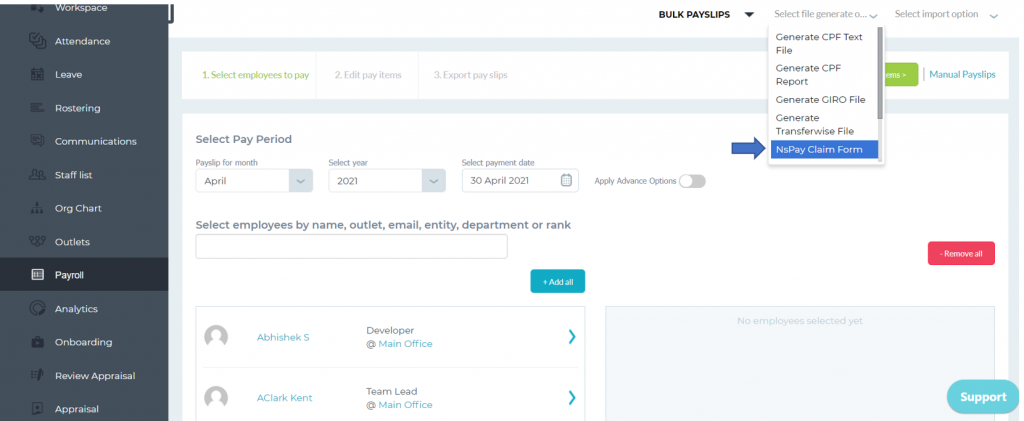 How to generate Ns Pay Claim Form | Carbonate HR