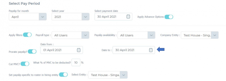 Selecting Pay Period With Advance Option Preferences Carbonate HR