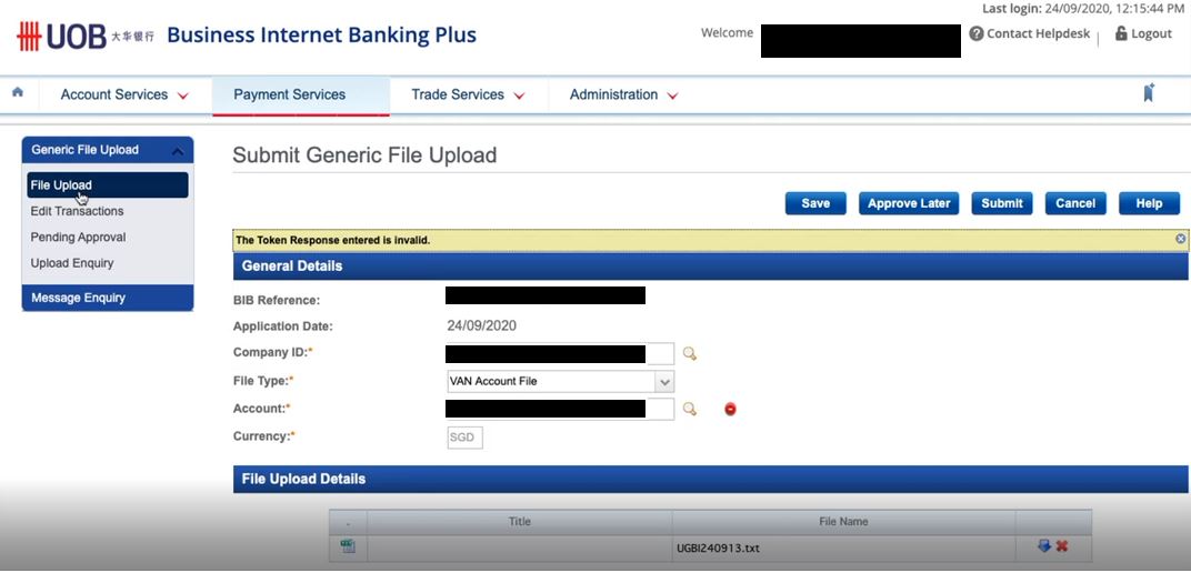 Uob online banking